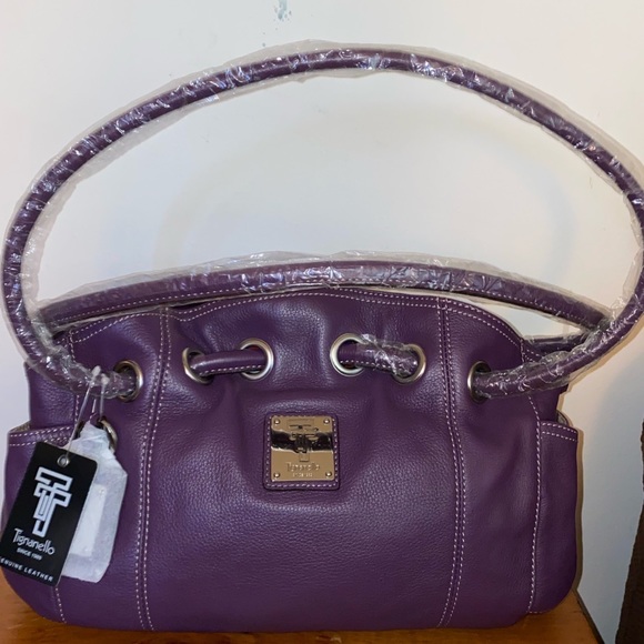 #442 NWT Tignanello Purple Leather Hobo Bag - Picture 4 of 5